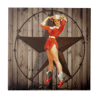 Barn wood Lone Star western country Cowgirl Tegeltje