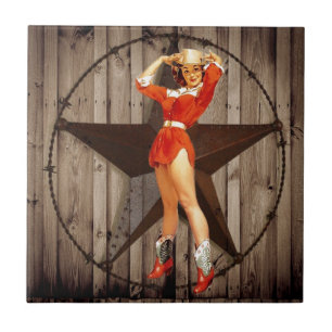 Barn wood Lone Star western land Cowgirl Tegeltje