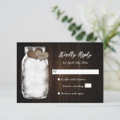 Barn Wood Mason Jar Lights Wedding RSVP Kaart (Staand voorkant)