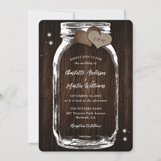 Barn Wood Mason Jar Rustieke Country Wedding Kaart (Voorkant)