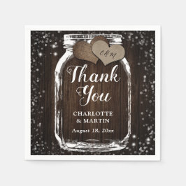 Barn Wood Mason Jar Two Hearts Dank u bruiloft Servet