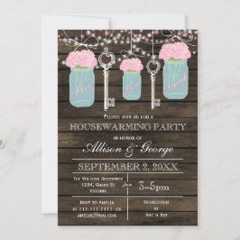 Barn wood mason jars keys rustige huisverwarming kaart