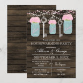 Barn wood mason jars keys rustige huisverwarming kaart (Voorkant / Achterkant)