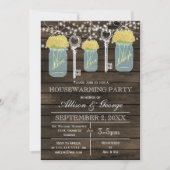 Barn wood mason jars keys rustige huisverwarming kaart (Voorkant)