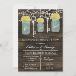 Barn wood mason jars keys rustige huisverwarming kaart