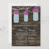 Barn wood mason jars rustige huisverwarming kaart (Voorkant)