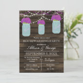 Barn wood mason jars rustige huisverwarming kaart (Staand voorkant)