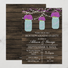 Barn wood mason jars rustige huisverwarming kaart