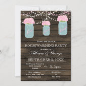 Barn wood mason jars rustige huisverwarming kaart (Voorkant)