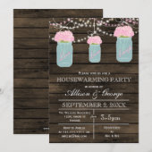 Barn wood mason jars rustige huisverwarming kaart (Voorkant / Achterkant)