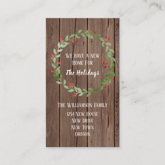 Barn Wood New Home Holiday | Verplaatsingsaankondi Visitekaartje (Voorkant)