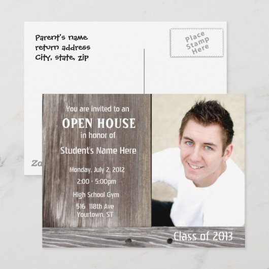 Barn Wood Open huis uitnodiging briefkaart (Voorkant / Achterkant)