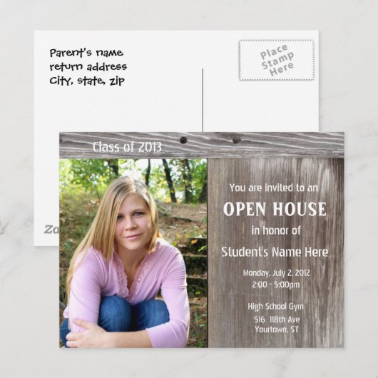 Barn Wood Open huis uitnodiging briefkaart (Voorkant / Achterkant)