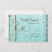 Barn Wood  Paper Blauwgroen Weddenschap RSVP-kaart RSVP Kaartje (Voorkant)