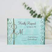 Barn Wood  Paper Blauwgroen Weddenschap RSVP-kaart RSVP Kaartje (Staand voorkant)