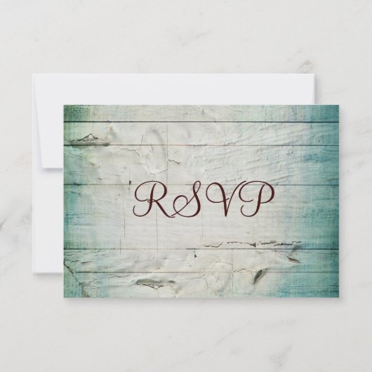 Barn Wood  Paper Blauwgroen Weddenschap RSVP-kaart RSVP Kaartje (Achterkant)