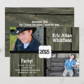 Barn Wood Photo Afstuderen Aankondiging Uitnodigin (Voorkant / Achterkant)