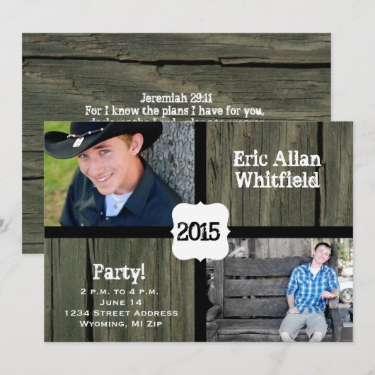 Barn Wood Photo Afstuderen Aankondiging Uitnodigin (Voorkant / Achterkant)