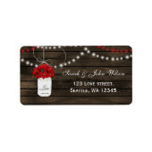 Barn wood poinsettias mason jar rustitbruiloft etiket (Voorkant)