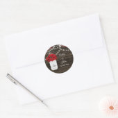 Barn wood poinsettias mason jar rustitbruiloft ronde sticker (Envelop)