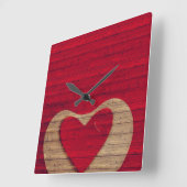 BARN WOOD - Red, Tan - CLOCK Vierkante Klok (Hoek)