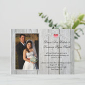 Barn Wood Roze Hart Foto Na Trouwen Kaart (Staand voorkant)