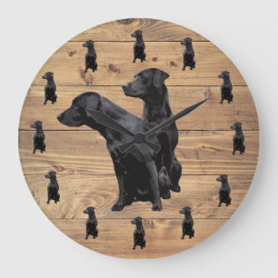 Barn Wood Rustic Black Labrador Retriever Grote Klok