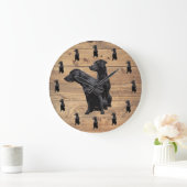 Barn Wood Rustic Black Labrador Retriever Grote Klok (Huis)
