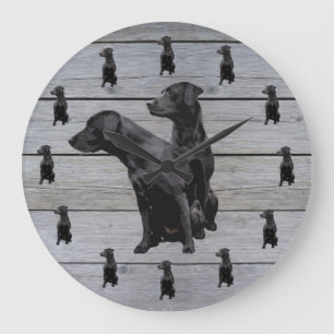 Barn Wood Rustic Black Labrador Retriever Grote Klok