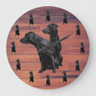 Barn Wood Rustic Black Labrador Retriever Large Grote Klok