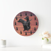 Barn Wood Rustic Black Labrador Retriever Large Grote Klok (Huis)