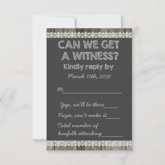 Barn Wood Rustic Chalkboard Country Wedding RSVP (Voorkant)