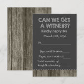 Barn Wood Rustic Chalkboard Country Wedding RSVP Kaartje (Voorkant / Achterkant)