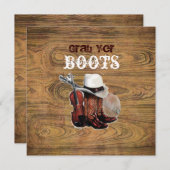 Barn wood Rustic Country cowboy Wedding Kaart (Voorkant / Achterkant)