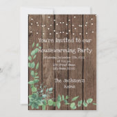Barn Wood Rustic Eucalyptus Housewarming Party Kaart (Voorkant)