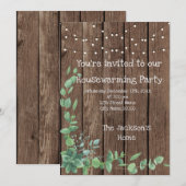 Barn Wood Rustic Eucalyptus Housewarming Party Kaart (Voorkant / Achterkant)
