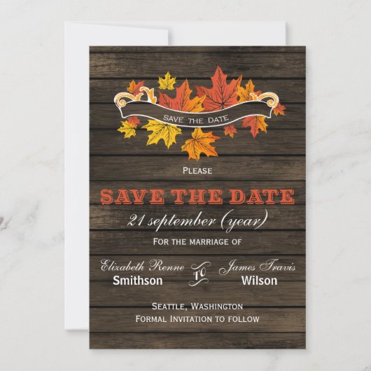 Barn wood Rustic Fall bruiloft, behalve de datum Save The Date (Voorkant)