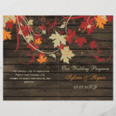 Barn Wood Rustic Fall Leaves Wedding Programs (Voorkant)