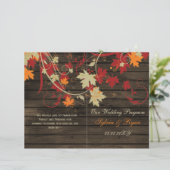 Barn Wood Rustic Fall Leaves Wedding Programs (Staand voorkant)
