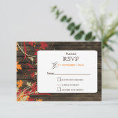 Barn Wood Rustic Fall Leaves Wedding rsvp (Staand voorkant)