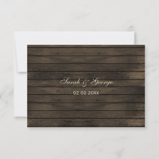 Barn Wood Rustic Fall Leaves Wedding rsvp (Achterkant)