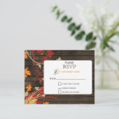 Barn Wood Rustic Fall Leaves Wedding rsvp Kaartje (Staand voorkant)