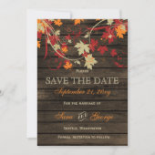 Barn Wood Rustic Fall Leaves Wedding save the date (Voorkant)