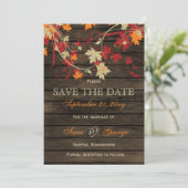 Barn Wood Rustic Fall Leaves Wedding save the date (Staand voorkant)