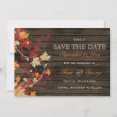 Barn Wood Rustic Fall Leaves Wedding save the date (Voorkant)