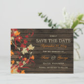 Barn Wood Rustic Fall Leaves Wedding save the date (Staand voorkant)