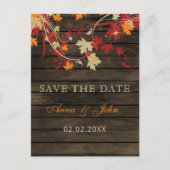 Barn Wood Rustic Fall Leaves Wedding save the date Aankondigingskaart (Voorkant)