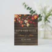 Barn Wood Rustic Fall Leaves Wedding save the date Aankondigingskaart (Staand voorkant)