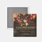 Barn Wood Rustic Fall Leaves Wedding save the date Magneet (Voorkant / Achterkant)