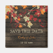 Barn Wood Rustic Fall Leaves Wedding save the date Magneet (Voorkant)